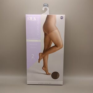 Silk Impressions 2 Pk Pantyhose XXXL Shimmer Sheer High Waisted Silky Soft